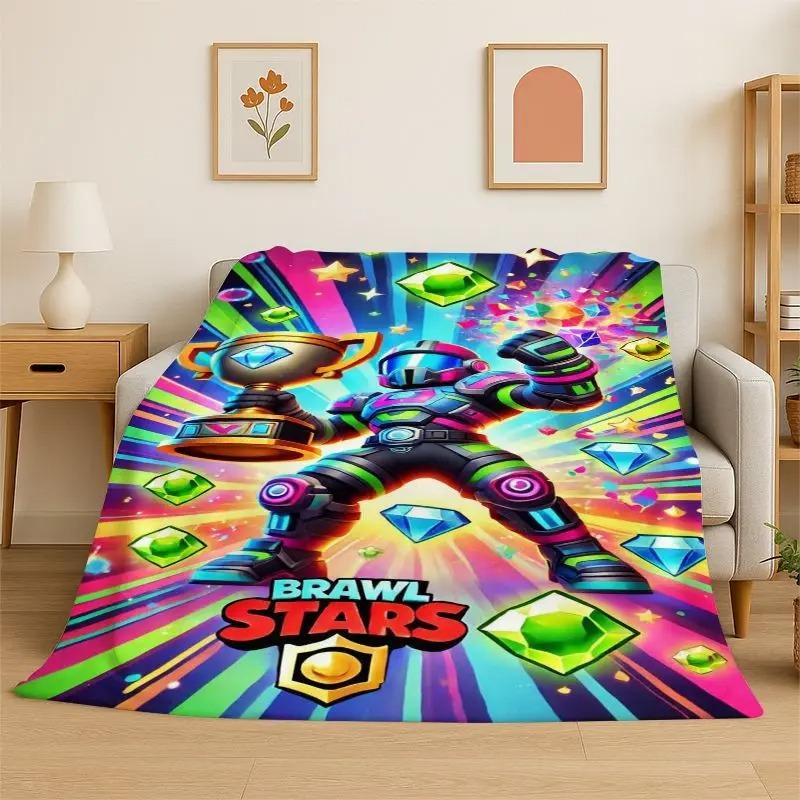 Super Soft Flannel Blanket Cartoon B-Brawl Game Comfortable Bedding Sofa Cover Home Decor Gift Teen Boys Girls Children