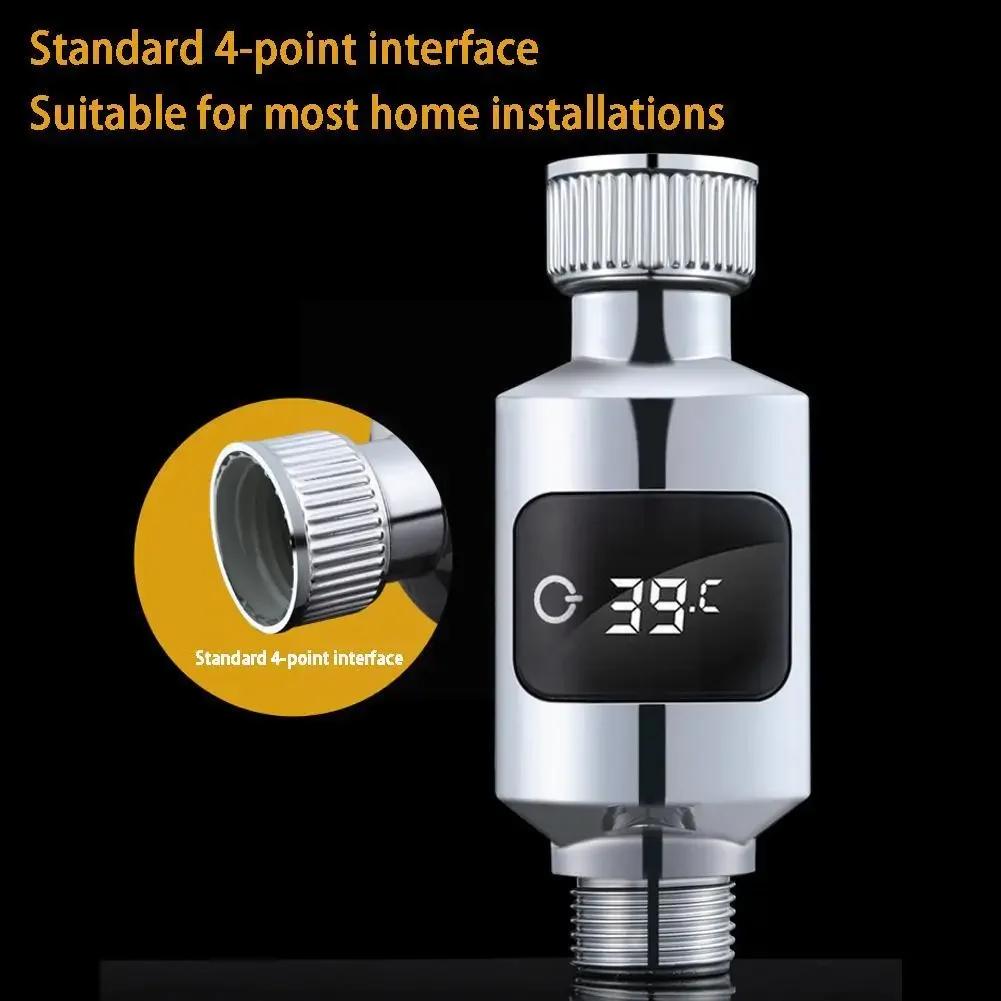 R3D7 LED Shower Head Temperature Monitor Digital Water Thermometer for Bathing Faucet Mounted Display with Electricity Detection