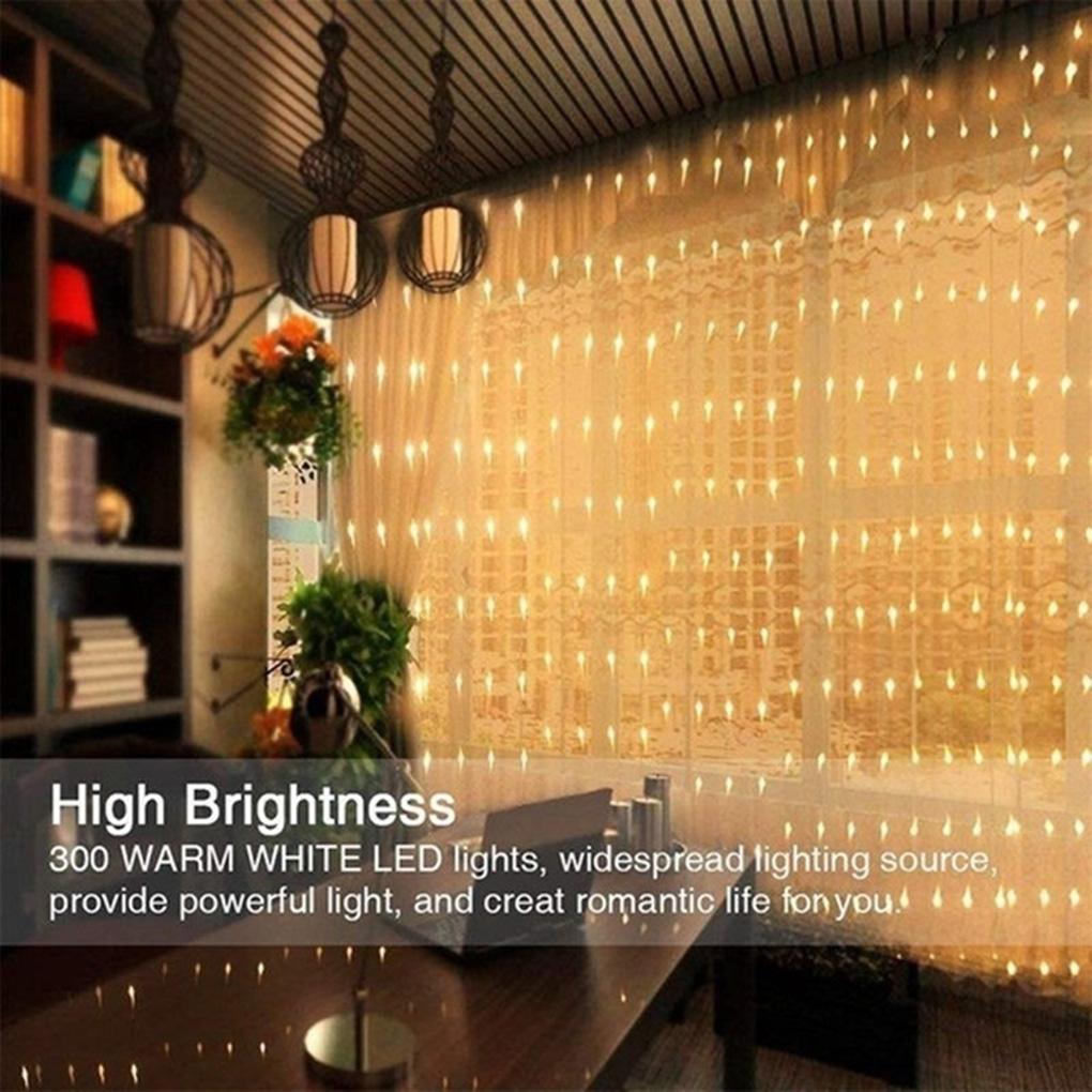 300 LED Curtain Fairy String Lights Hanging Backdrop Lamp Wedding Party Decor