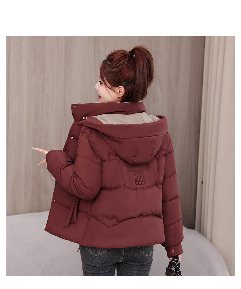 Geacă de iarnă groasă, călduroasă, scurtă, cu glugă, rezistentă la vânt, pentru femei