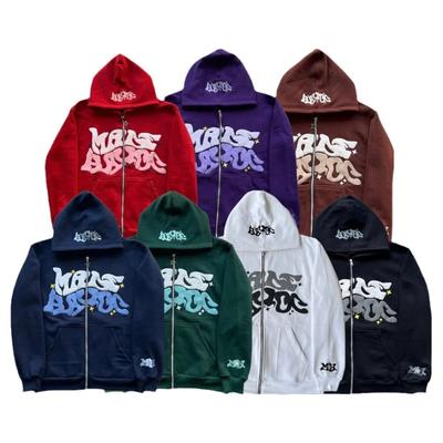 European and American Street Retro Fashion Trend Letter Printed Zipper Hoodie for Men and Women