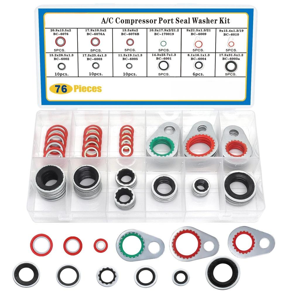 AC Compressor Gasket Kit A/C System Seal Washer Auto AC Port Seals