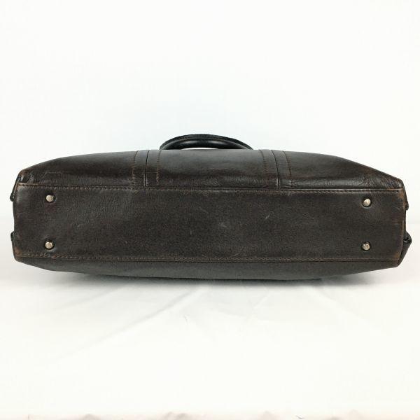 TAKEO KIKUCHI All Leather Briefcase Business Bag Dark Brown with Divider(USED)