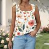 Women's Fashion Pleated Printed Square Neck Vest Top