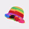 Colorful Crochet Ruffle Bucket Hat Warm Stretch Knit Hat Women's Handmade Beanie Hat All-Season Photoshoots Tool