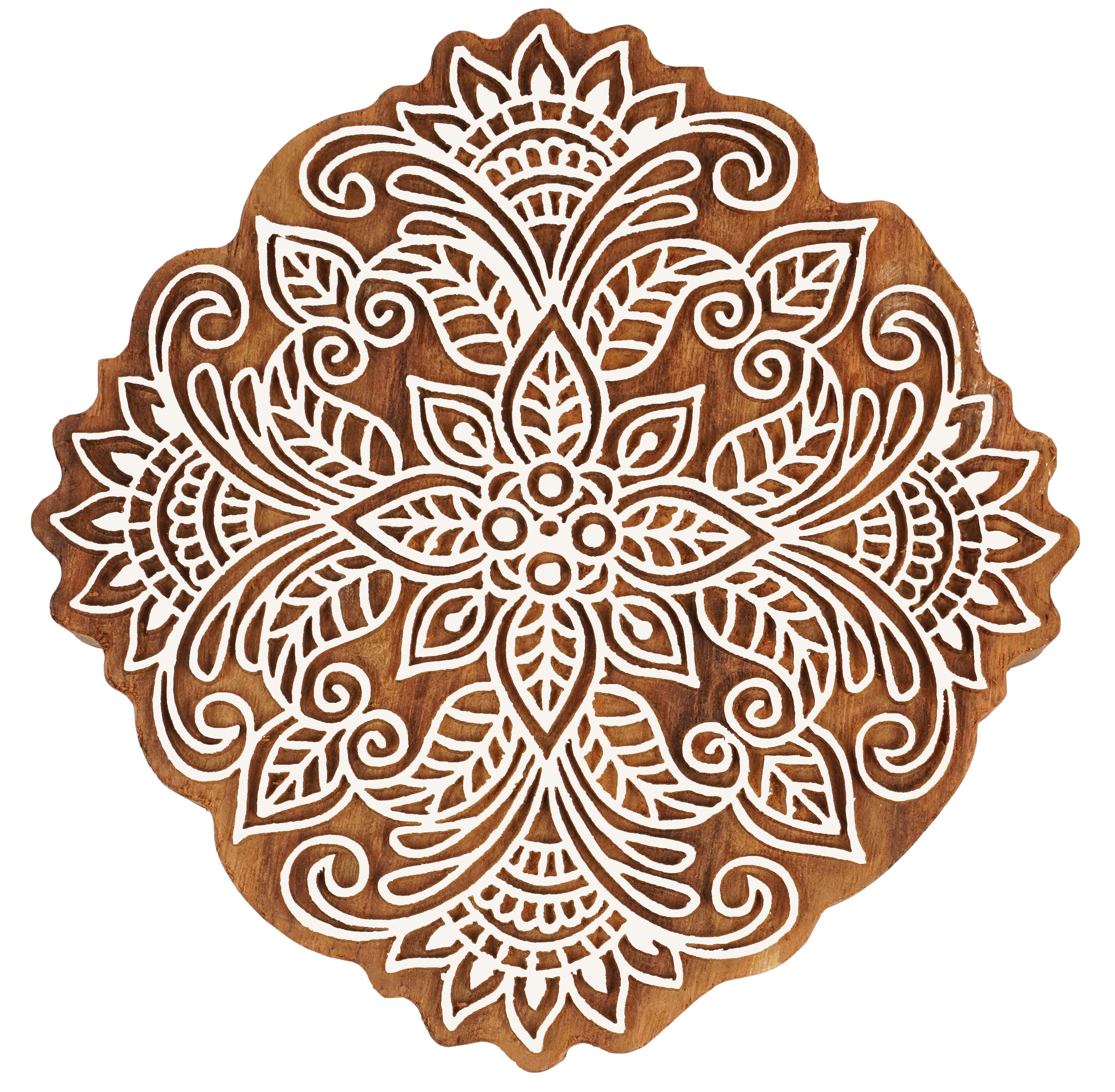 

IBA Indianbeautifulart Textile Printing Block Floral Mandala Motif Hand Carved Wooden Stamp 23.99 коричневий