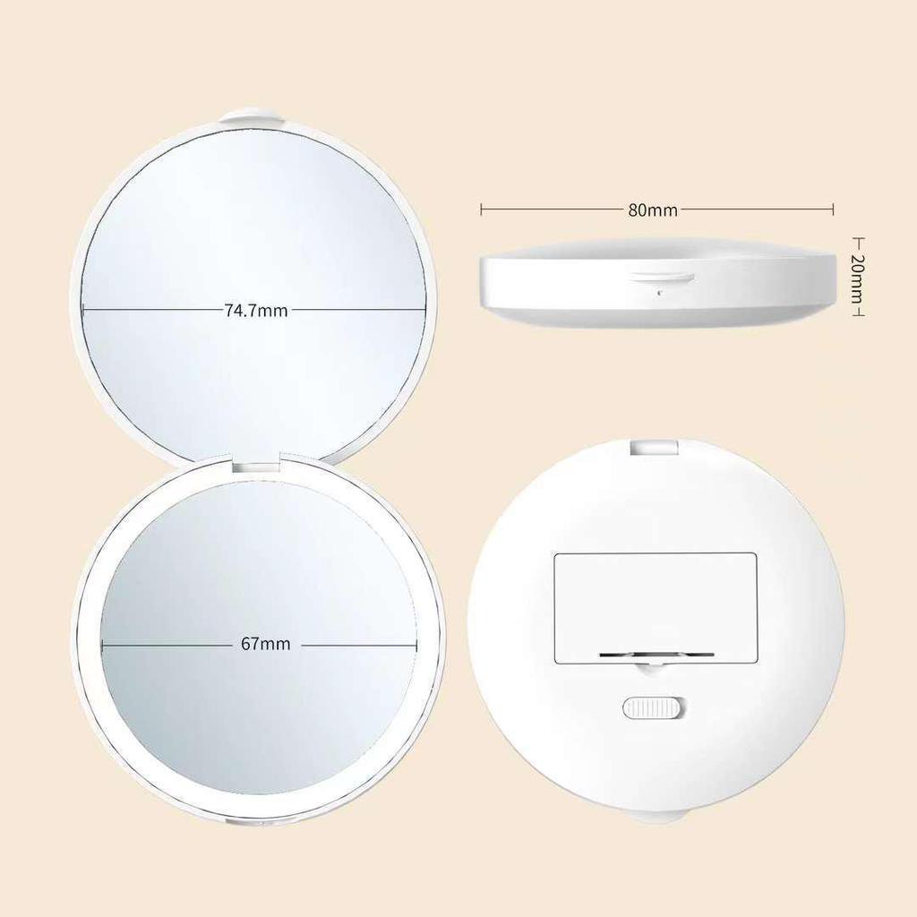 Portable LED Mini Makeup Mirror with Monochrome Light - Handheld and Battery Operated