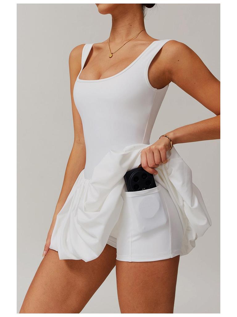 Women's Anti-Exposure Sports Dress - Outdoor Running & Tennis Skirt with Nude Feeling & Fake Two-Piece Design