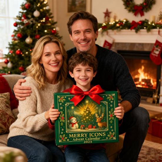 Adventskalender 2025 i begrenset opplag Nedtelling med 24 dager Juletrepynt med Merry Christmas-ikoner Festlig pynt