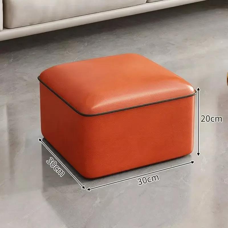 Stolička Domácí lehká luxusní nízká stolička Dveřní boty Převlékací stolička Čtvercová stolička Obývací pokoj Pohovka Boční lavice Kožené taburetky Pouf