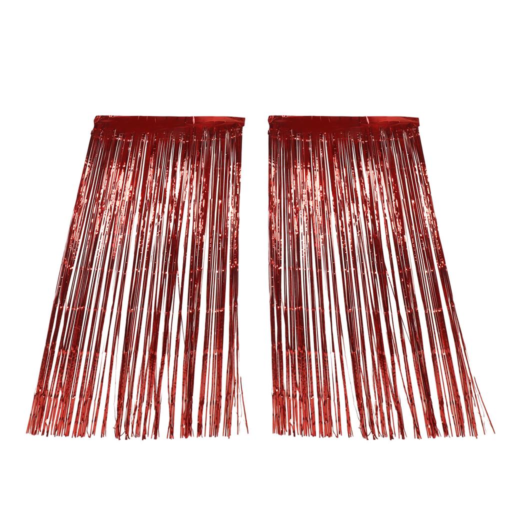 2pcs Foil Fringe Curtain Fringe Backdrop for Wedding Engagement Bridal Shower Birthday Party Stage Decor Red