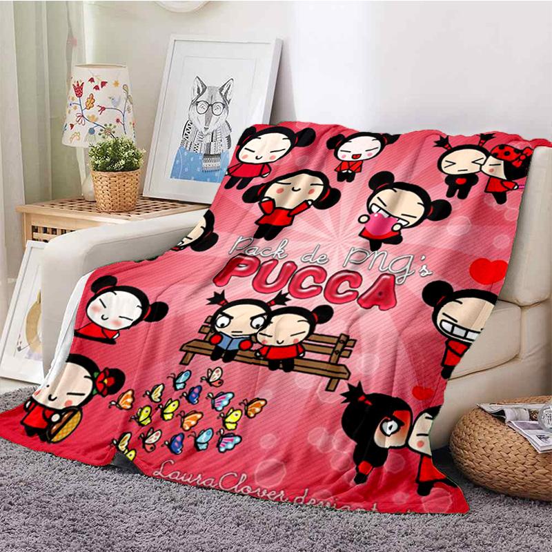 Chinese Doll P-Pucca Garu Blanket 3D Printed Cute Anime Cartoon Character Blanket Sofa Cover Blanket Air Conditioner Bed Sheet