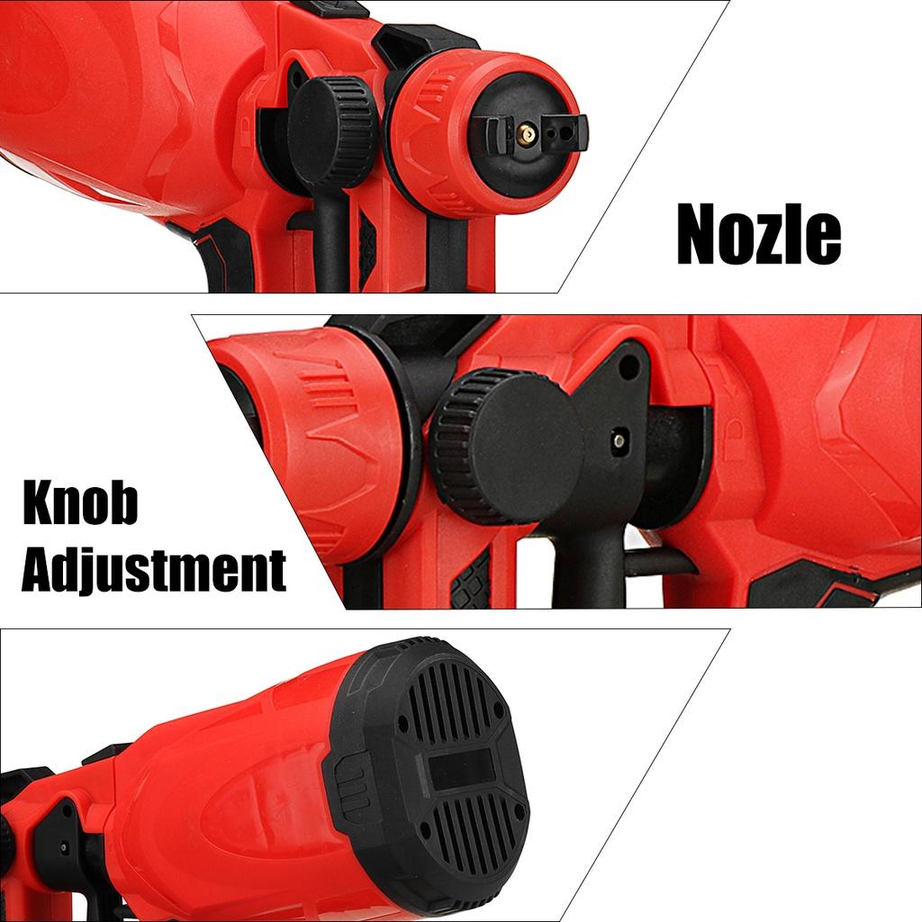 Cordless High Power Home Paint Sprayer Electric Spray Guns With 3 Nozzle Flow Control Airbrush For 18V LED Battery 800ml