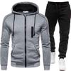 / New Men's Casual Sports Cardigan Hooded Sweatshirt Set