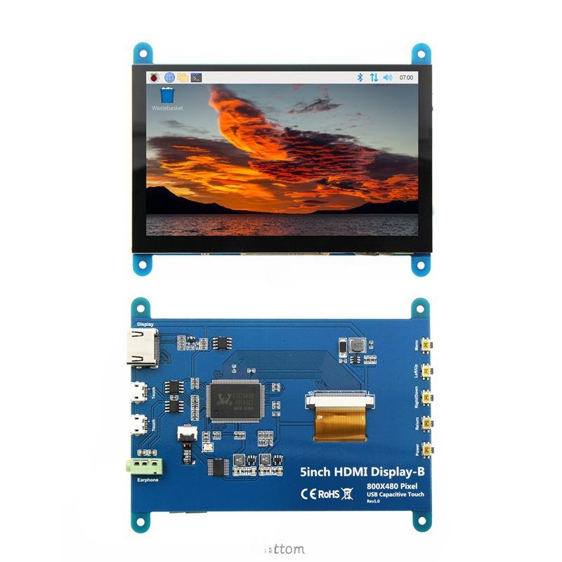 Οθόνη LCD 5'' HDMI Αφής για Raspberry Pi 3B+/4B