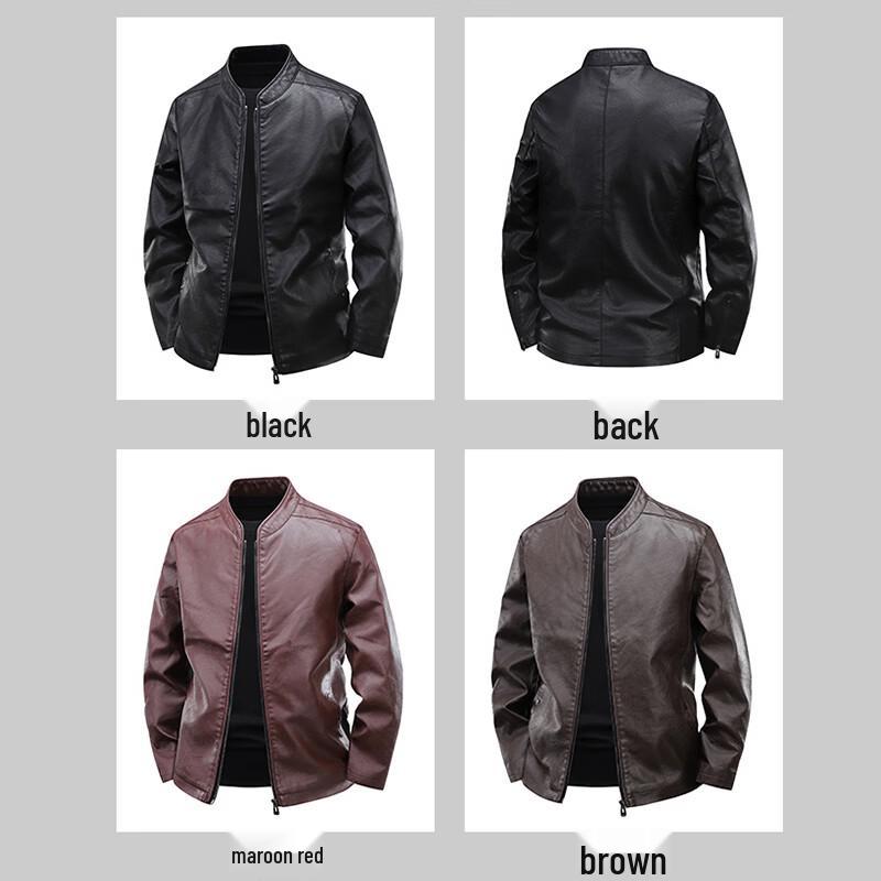 Romon Men's Casual Slim Fit Faux Leather Jacket
