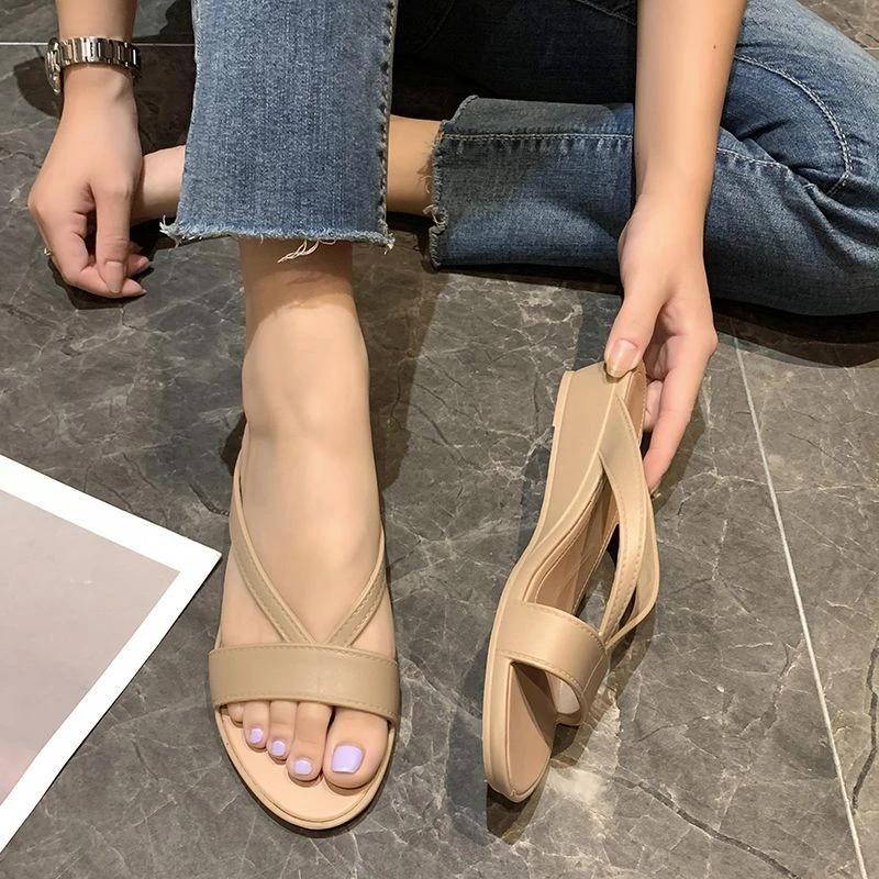 Fashion Woman Slippers Height Wedge Heel Open Toe Slides On Beach Green Outside Sandals Shoes for Women Small Size Luxury Designer G F Y