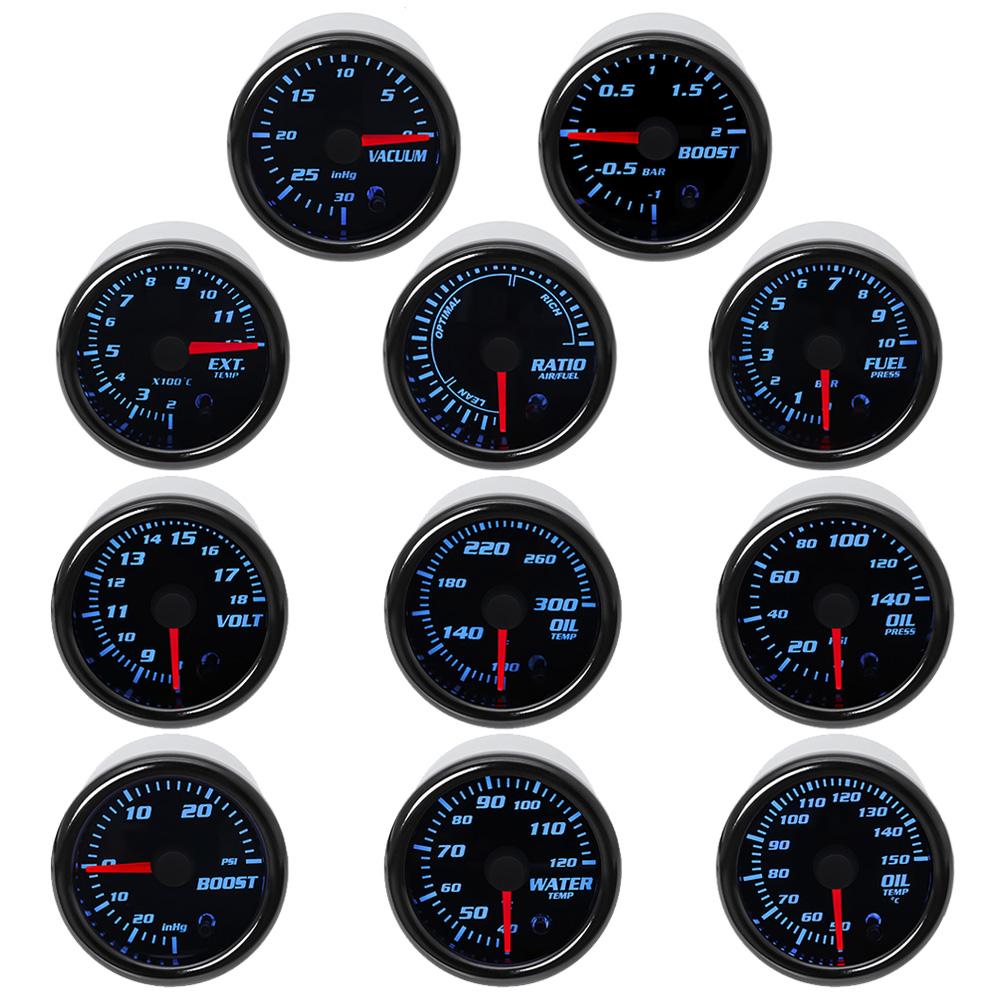 7 Colors LED Dual Display 2" 52mm Boost/Water/Volt/Air Fuel Ratio/EGT/Tachometer/Oil Temp/Oil Pressure RPM Car Gauge Auto Meter