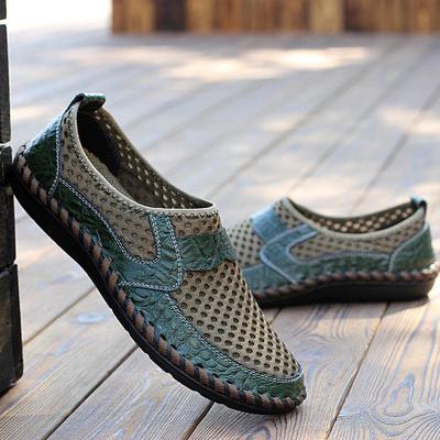 2025 Summer Shoes Men Loafers Mesh Breathable Flat Non-slip Mens Casual Shoes Brand Footwear Plus Size 46 Black Green Blue