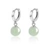 Flat Jade Ear Buckle Earrings Women's Simple High-end Temperament Autumn Winter Style Elegant Classic Accessories Casual Daily Jewelry