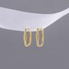925 Sterling Silver Geometric Oval Hoop Earrings Female Golden French Earrings