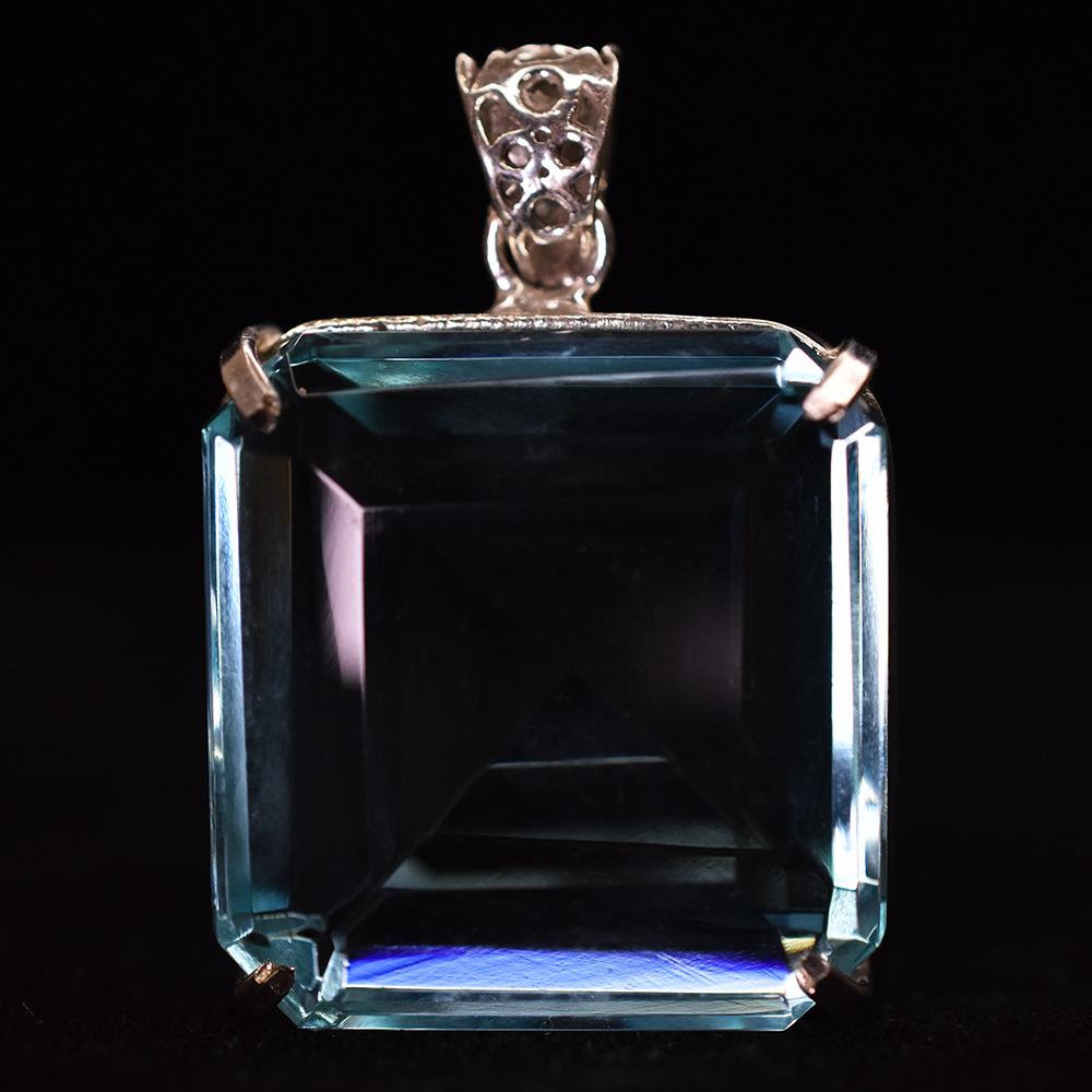 Natural Blue Topaz Pendant 925 Sterling Silver 128 ct Square Cut Gems Gemstone Jewelry Gift