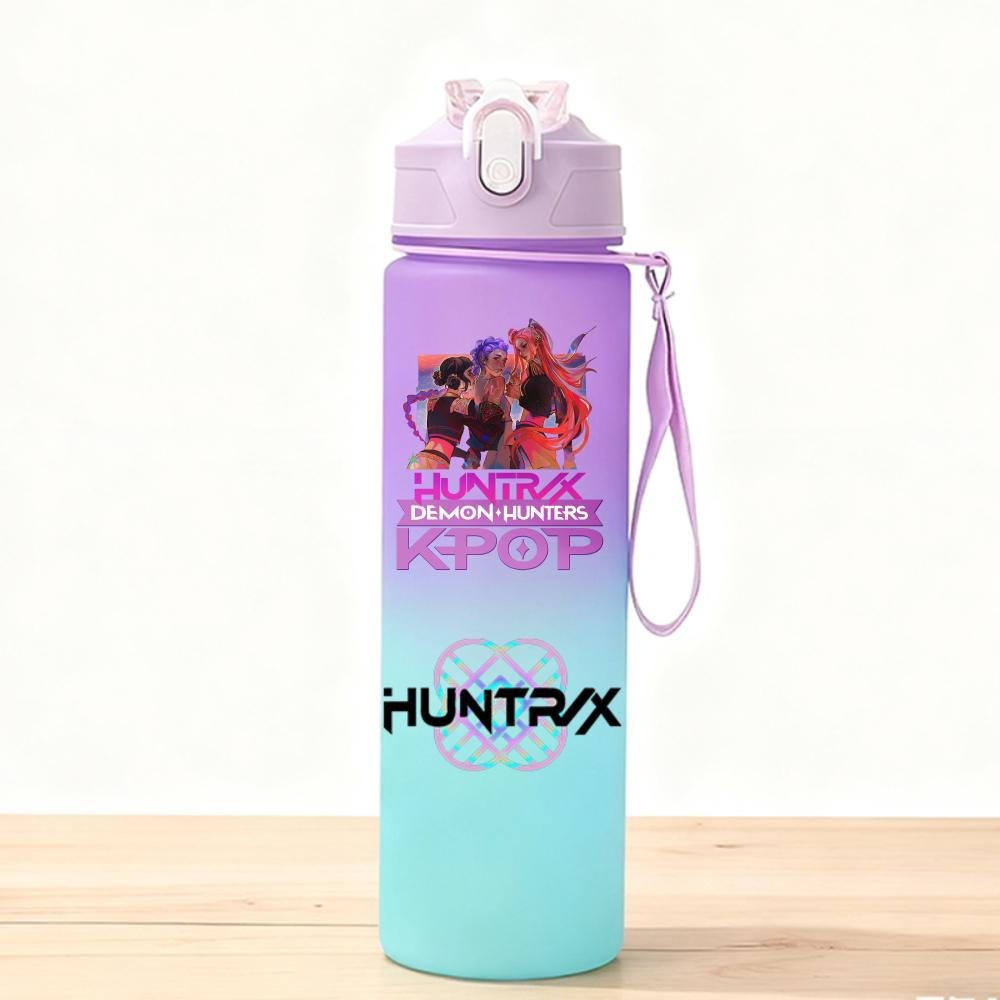 

750ML KPop Demon Hunters Sport Water Bottle Adorable Cartoon Anime Plastic Cup Portable Cold Drink Box designed for Children Children