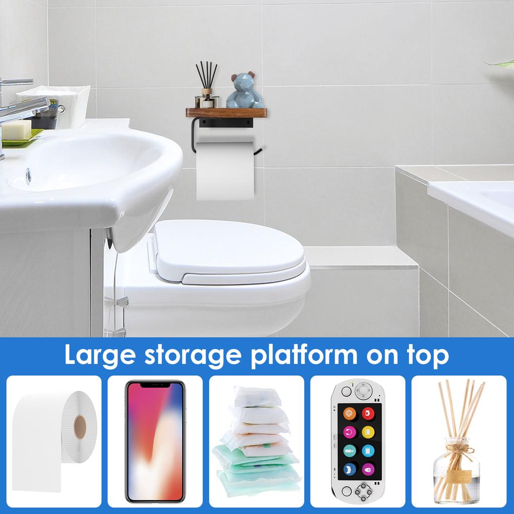 Natural Walnut Wood Toilet Paper Holder Bathroom Self-Adhesive Wall Mount Tissue Hanger Towel Roll Bar Storage Accessories NEW