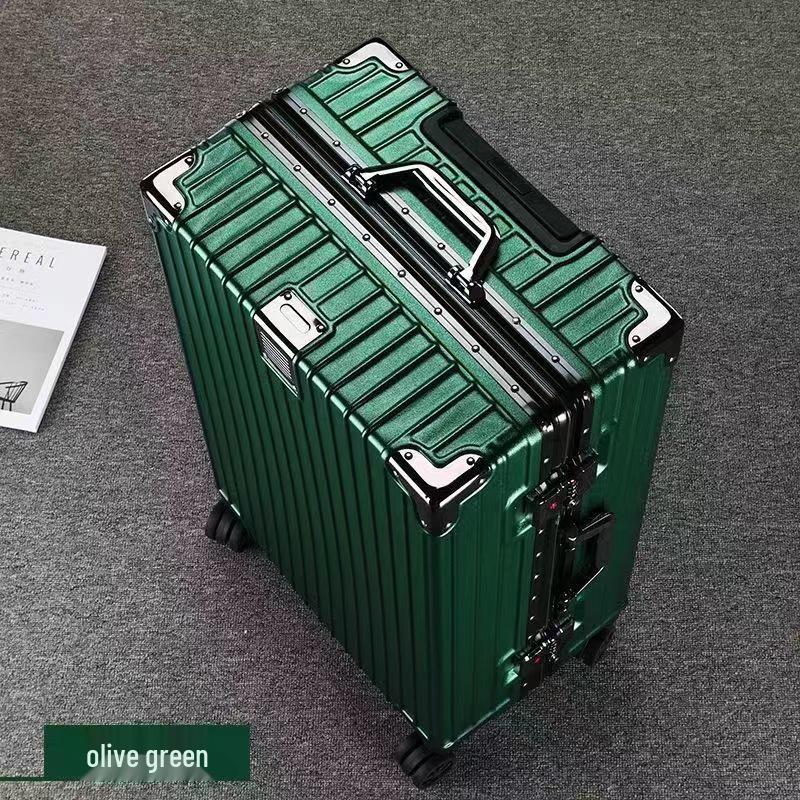 24" Large Capacity Aluminum Frame Travel Suitcase with Pull-handle and Universal Wheels for Students and Tourists