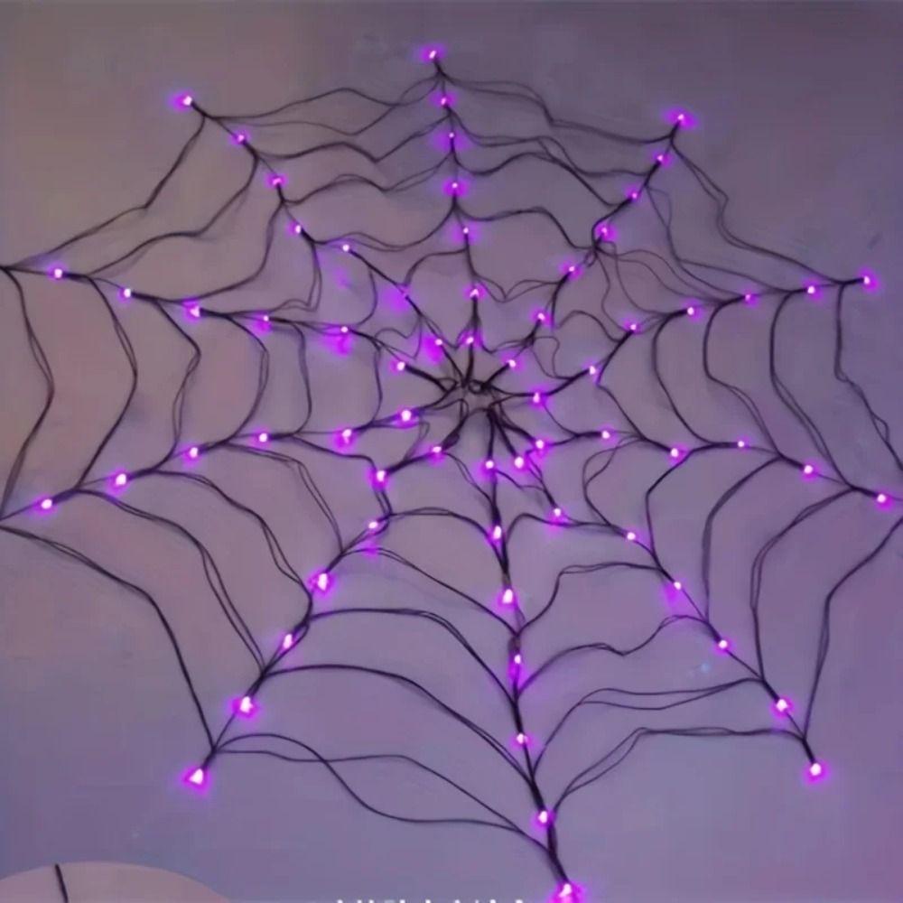 Creative Halloween LED Light String Funny Atmosphere Light Spider Web Light  Prop Layout