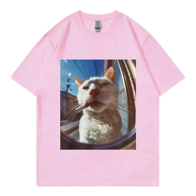 2026 SpringSummer Fun Smoking Cat Emoji Pattern Y2KT Hoodie Fashion Casual ShortSleeved TShirt
