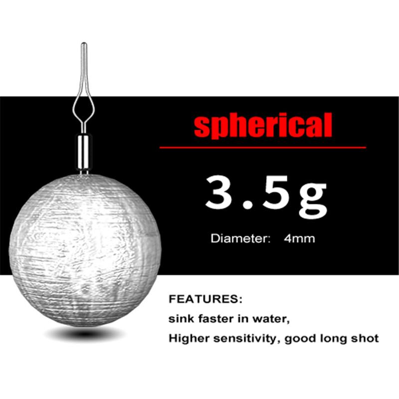 FTK 50PCS Fishing Ball, 3.5 To 14g Fishing Weight, Drain Belt Swivel Weight Length 22mm-33mm
