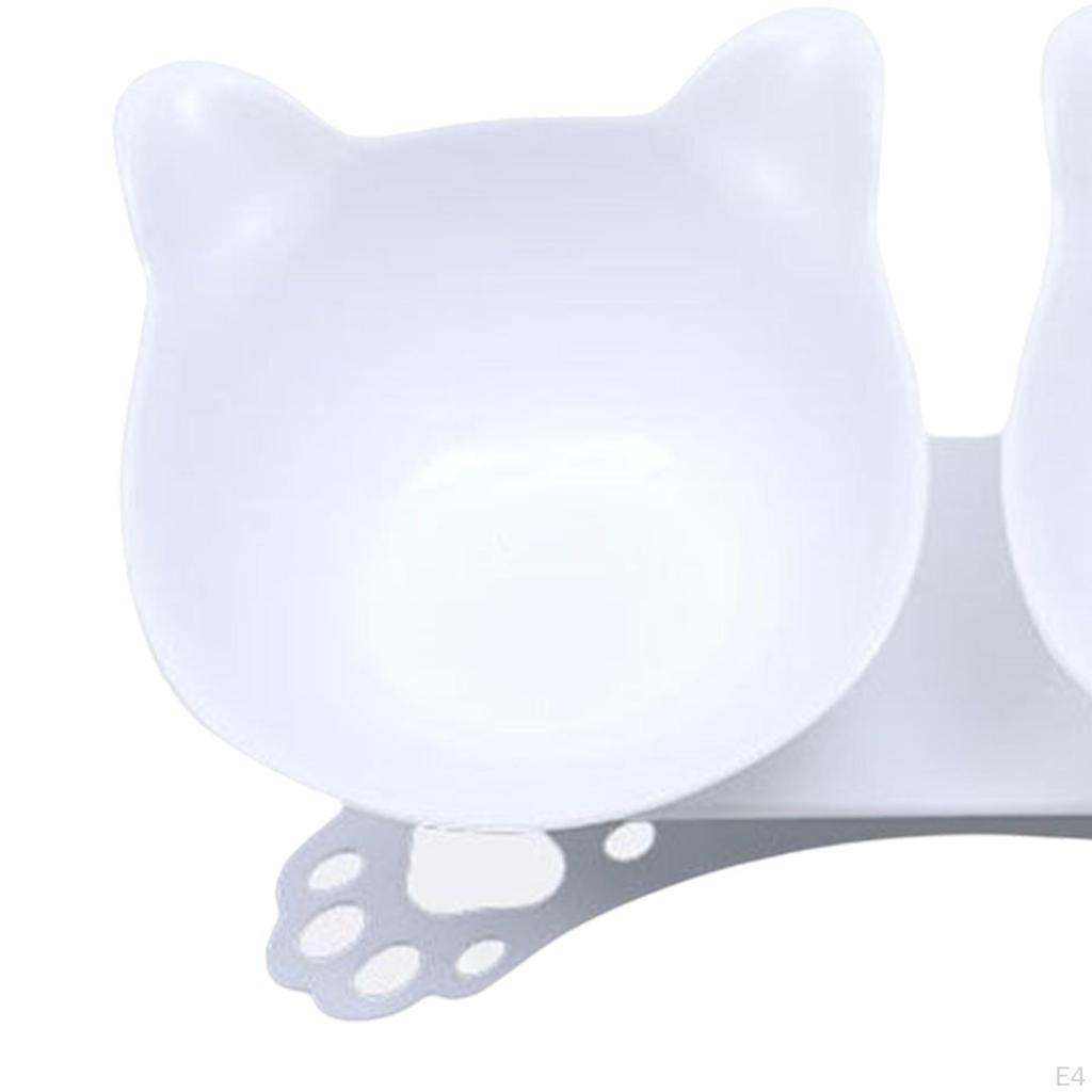 Cat Elevated Double Bowls Raised Pet Feeder Removable Portable Tilted Water Dispenser Supplies