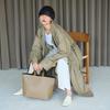 [Breath TOPKAPI] SCOTCH GRAIN Plain Two-Tone Tape Handle Tote Bag, Large, Khaki Brown