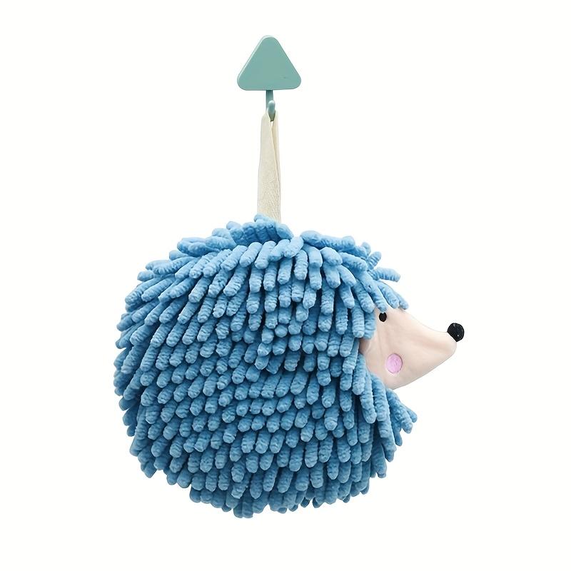Chenille Fuzzy Ball Hand Towels Hedgehog Cartoon Towels Absorbent Funny Hanging Hand Drying Towel with Loop for Bathroom Kitchen