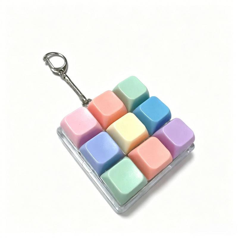 Cute Pastel Keyboard Fidget Keychain Clickable Buttons Fun Stress Relief Toy Ideal Holiday Gift for Kids Adults Office Staff