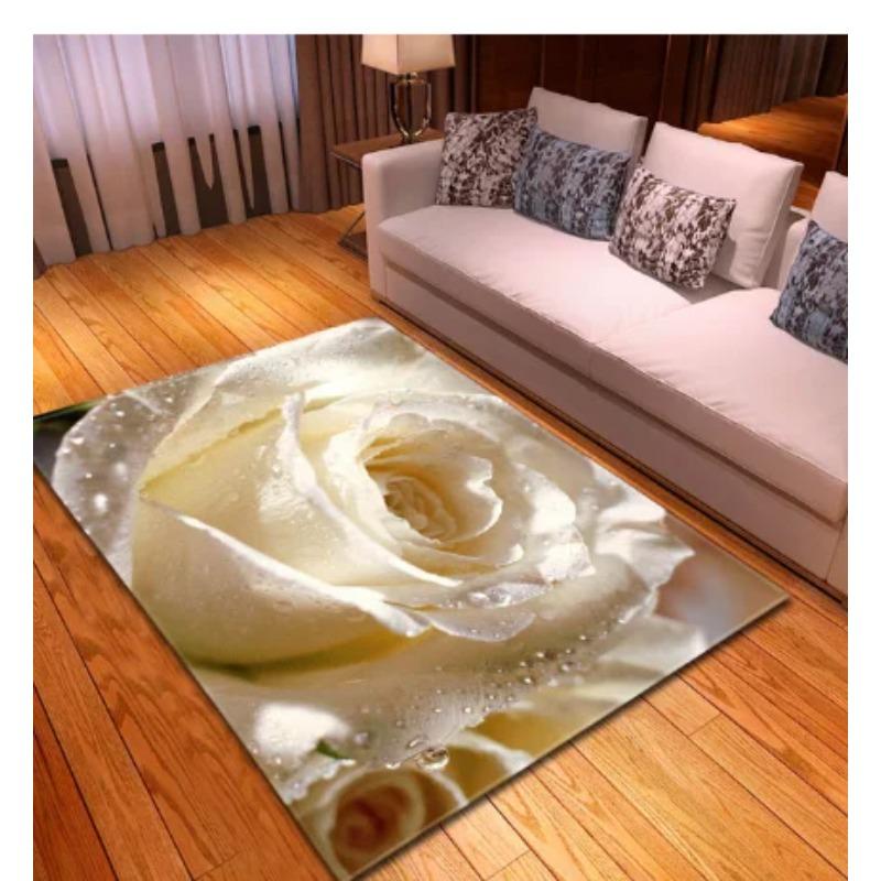 Rose Print Carpet Rose Petals Living Room Area Rug Sunflower Floral Girls Bedroom Carpet Valentine's Day Room Rug Mat Home Decor