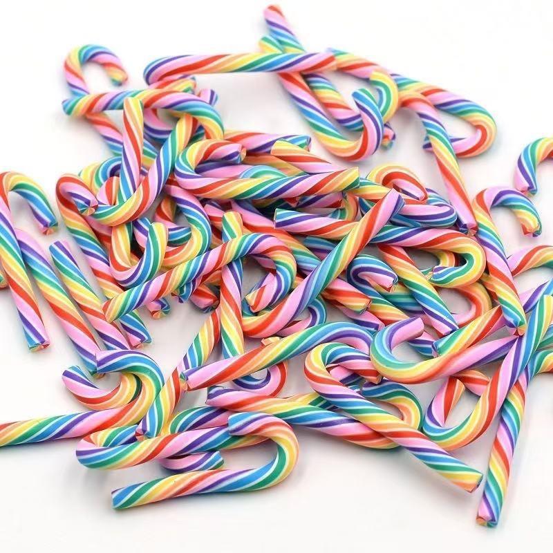 10/30/50 Pezzi Mini Bastoncini di Zucchero Decorazione Natalizia Rosso Bianco Resina Caramella Fai da Te Artigianato Ciondolo Natalizio Navidad Decorazioni per la Casa 2025 Capodanno