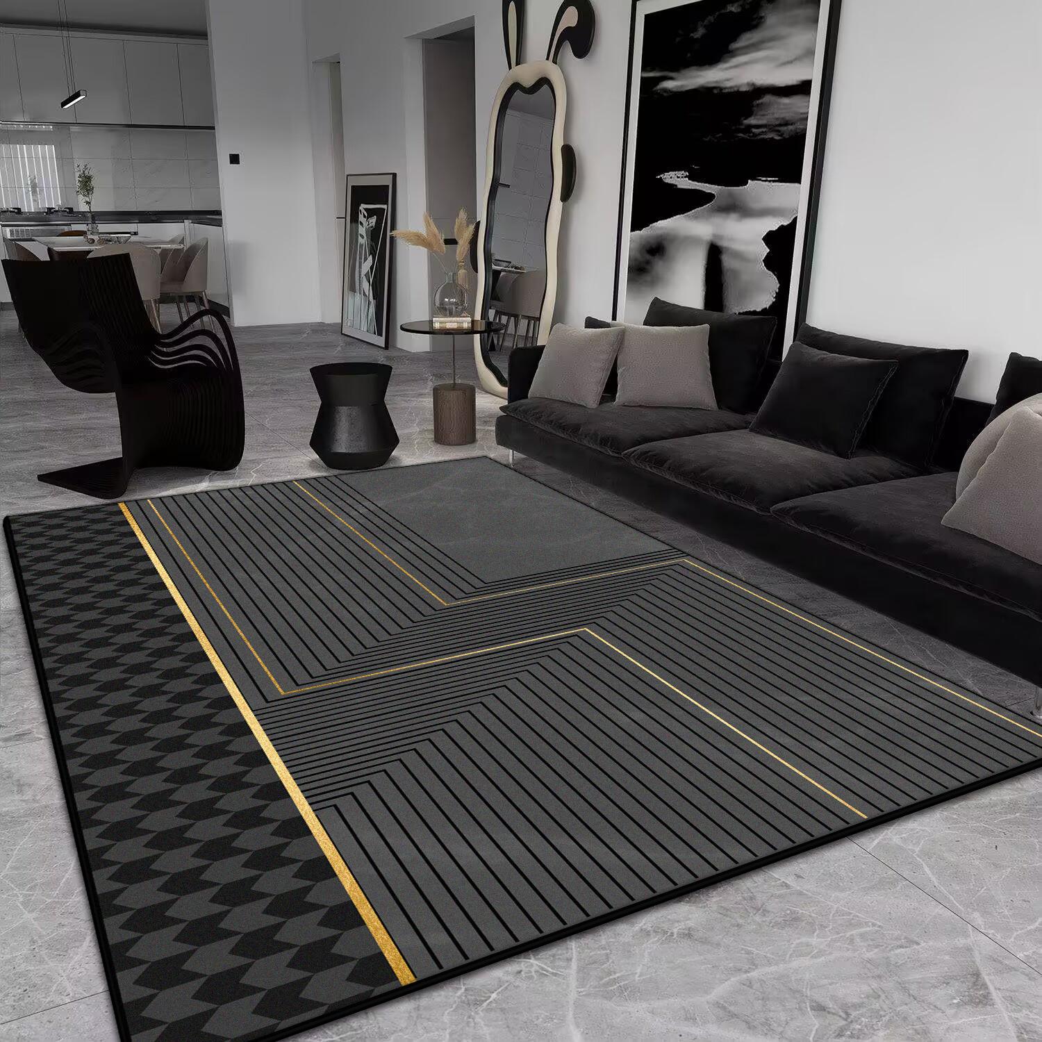 Tapis décoratif géométrique moderne pour salon Tapis de grande surface style nordique pour côté de canapé, table basse Maison Tapis lavable pour chambre à coucher 60*90cm