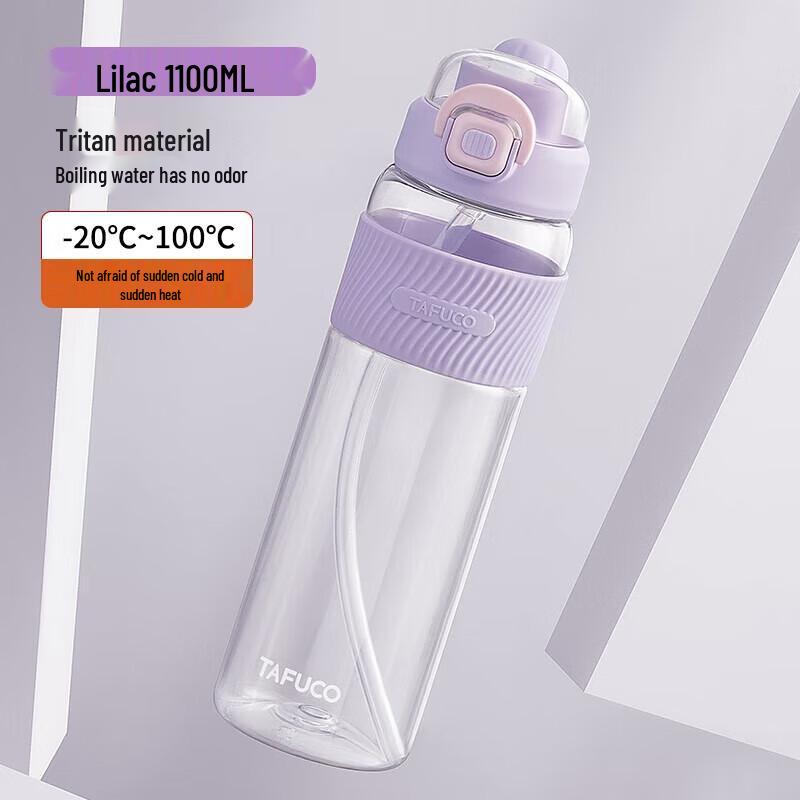 

TAFUCO T2858 Double-Layer Glass Sports Water Bottle with Straw