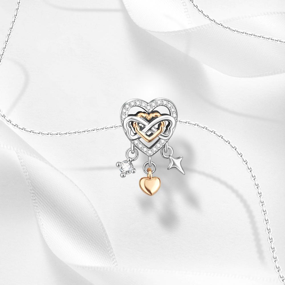 Ahthen copper Bead Charms Infinite Hearts Charm fit Snake Chain Bracelets Necklaces for Women Jewellery Making