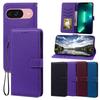 PU Leather Flip Wallet Phone Case for Google Pixel 9 Litchi Texture Card Holder Kickstand Wrist Strap Protective Cover