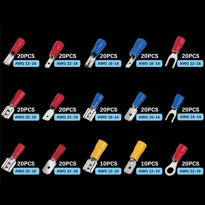100/280/300/480PCS Insulated Cable Connector Wire Crimp Spatula Butt Ring Fork Kit Ring Lug Rolled Terminal Kit