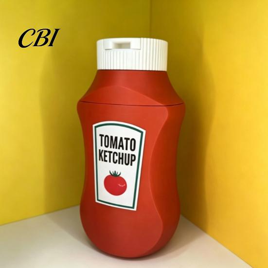 Energy Drink Can Cooler Bottle Holder, Tomato Ketchup Shape, 3D Printed Durable Kitchen Beverage Storage Rack PLA for Bar Party Decor Jar Holder