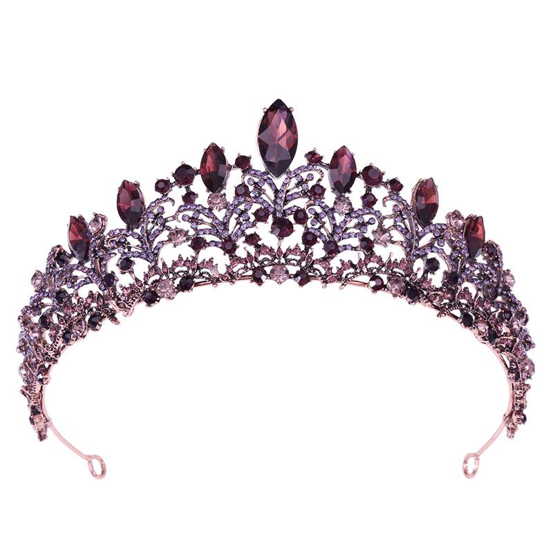 Baroque Gorgeous Crystal Red Tiaras Princess Crown for Prom Diadem Bride Headdress Queen Bridal Wedding Crown Hair Jewelry