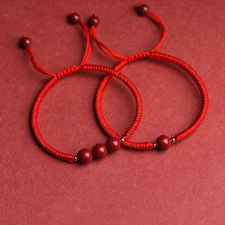 Red Rope Couple Bangle High Content Cinnabars Women's Single Bead Bracelet/Triple Beads Wrist Chain Three Lives Together