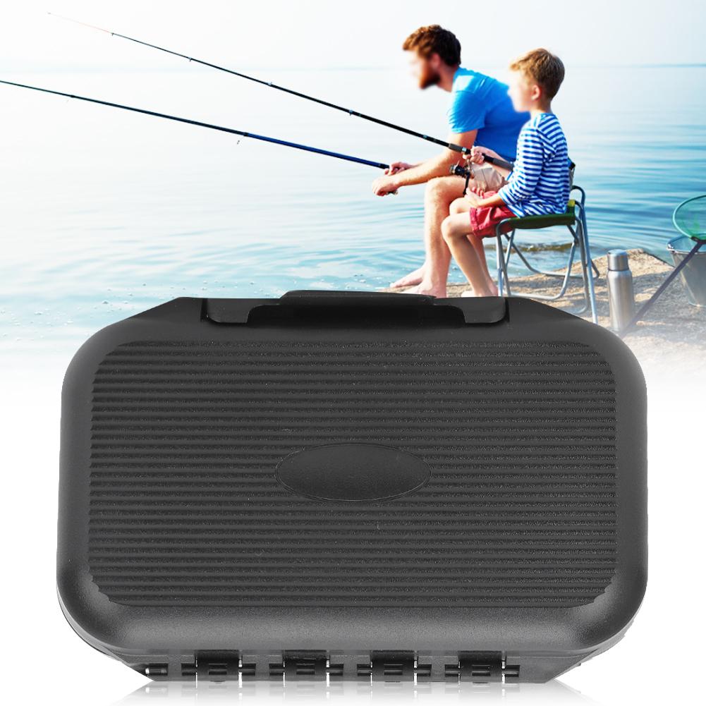 Černý přenosný box na rybářské nástrahy Vodotěsný dvouvrstvý úložný box na mušky a nástrahy Příslušenství k náčiní