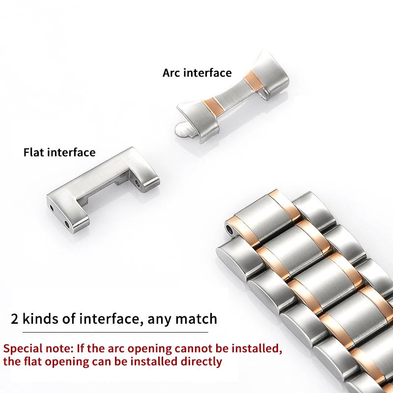 Solid Stainless Steel Watch Strap Universal Watch Chain Butterfly Clasp Watch Bracelet 12 14 13 15 17 18 19 20 22mm
