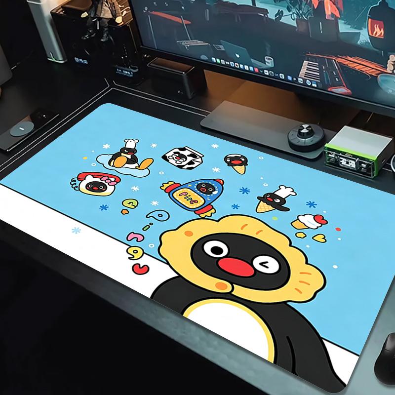 Pingu Cartoon Color Mouse Pad Large Gaming Table Cushion Non-slip Laptop Tablet Big Mousepad XXL Mat Mini PC Playmat With Lock edge