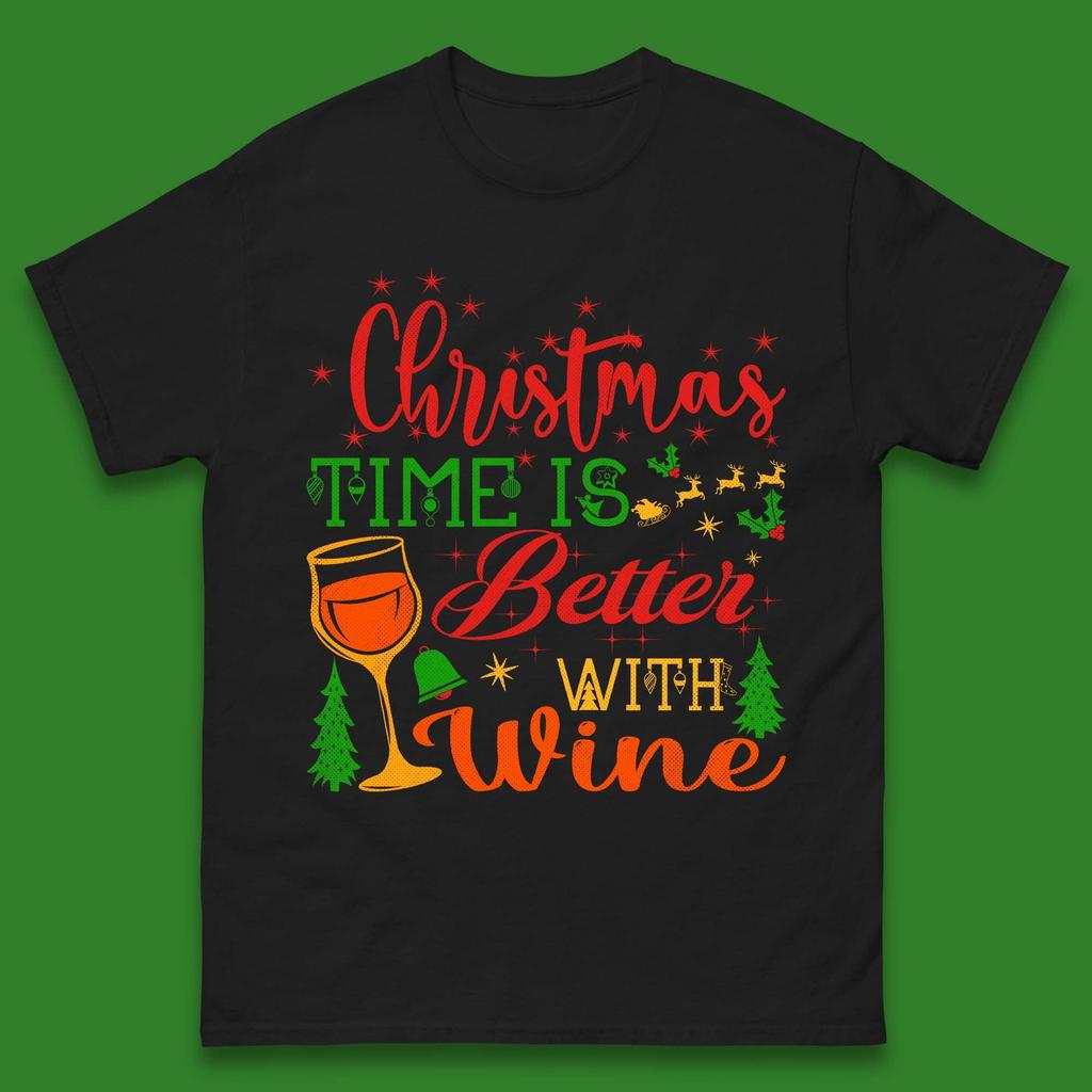 Christmas Wine Mens T-Shirt Womens Tops Tees